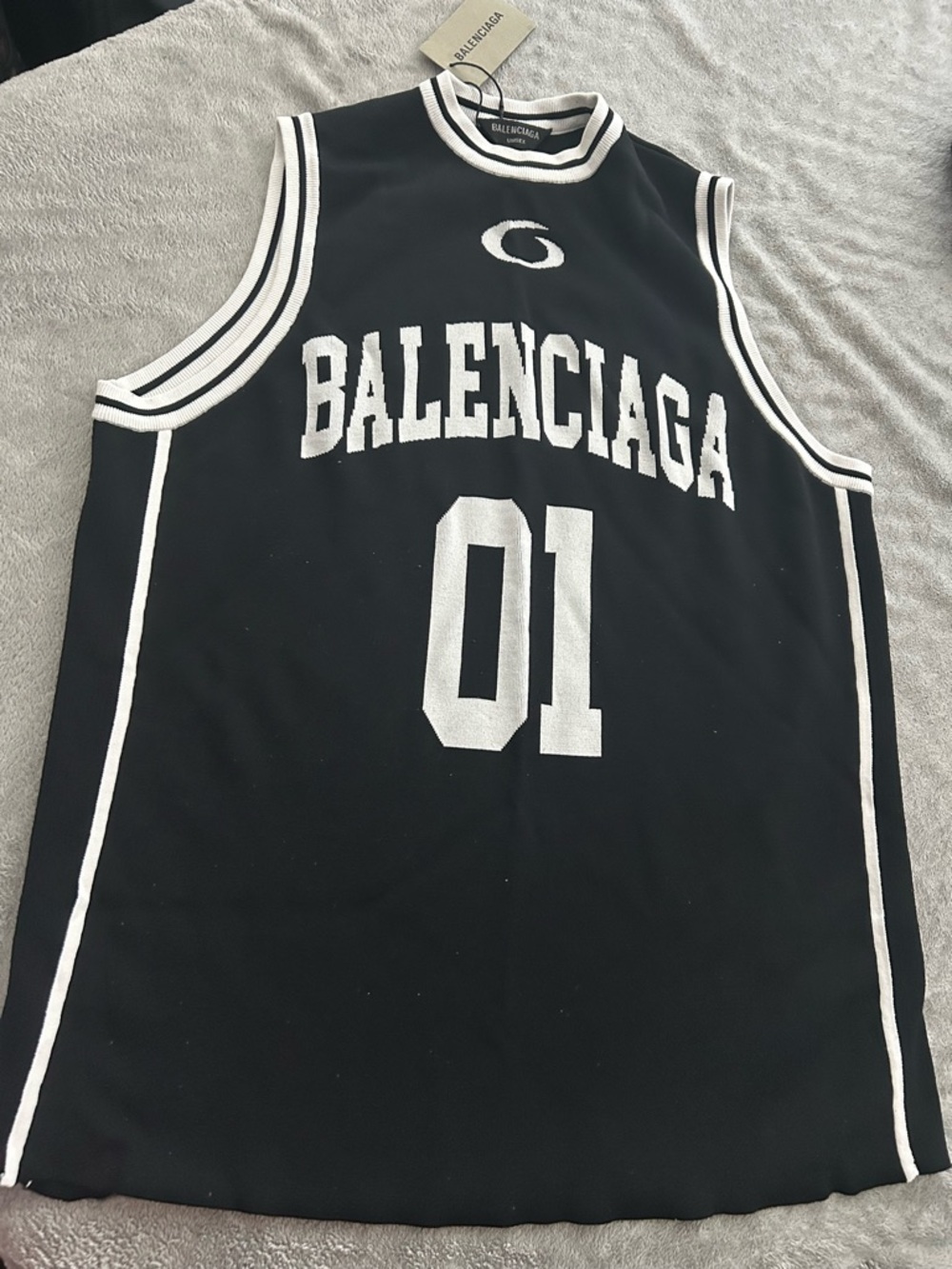 Balenciaga Black and White Logo Basketball Jersey 01